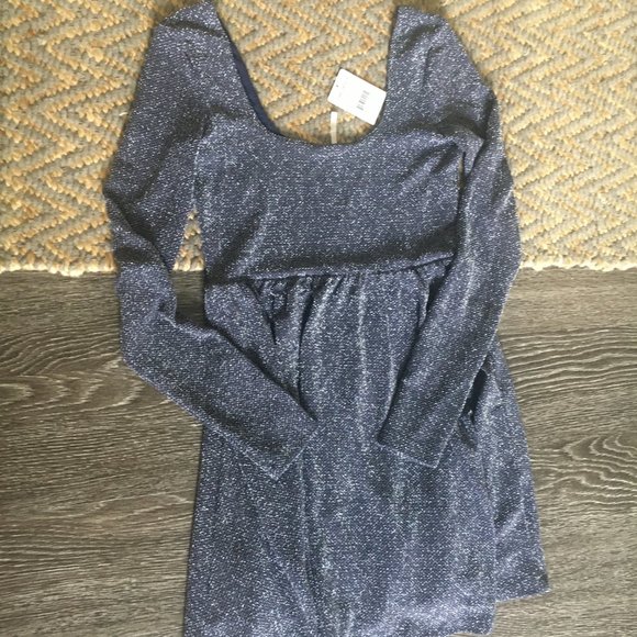 Free People | Midnight Sparkly Long Sleeve Dress (M) - Picture 3 of 5
